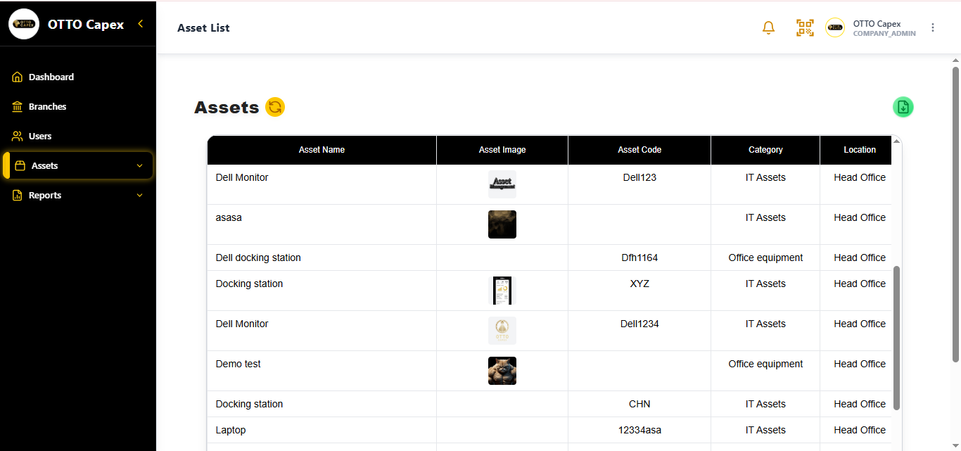 Asset List — Power & Control